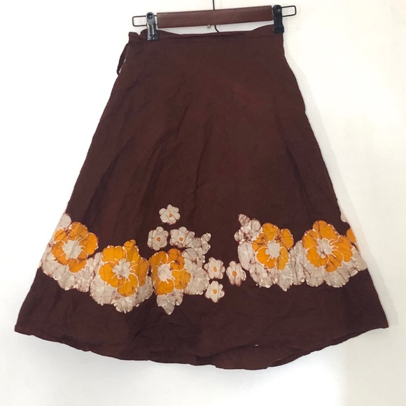 Vintage Dresses & Skirts - Vintage Batik Wrap Skirt Medium